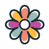 Fleur à 8 pétales multicolore